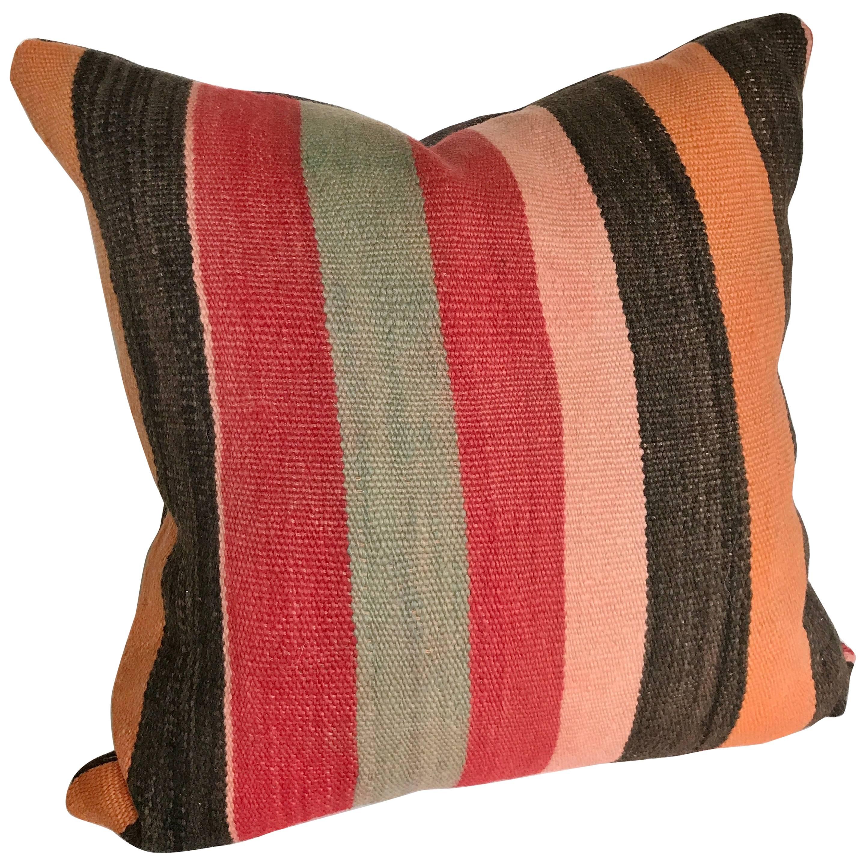 Custom Pillow Cut from a Vintage Hand Loomed Wool Moroccan Berber Rug For Sale