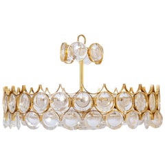 Large Modernist Crystal and Brass Chandelier by Palwa, Germany 8