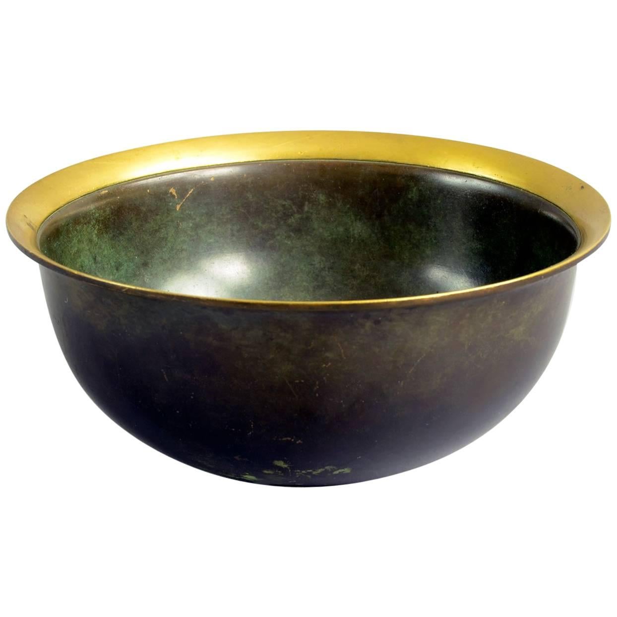 Bronze Bowl with Turned Out Polished Rim by Just Andersen, Denmark, 1930s For Sale
