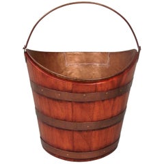 English Regency Mahogany Navette Form Brass-Bound Peat Bucket