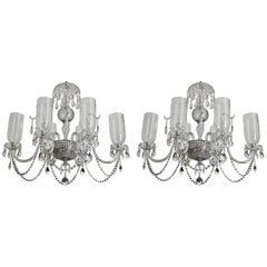 Pair of Custom Mid-Century Georgian Style Crystal Chandeliers 11
