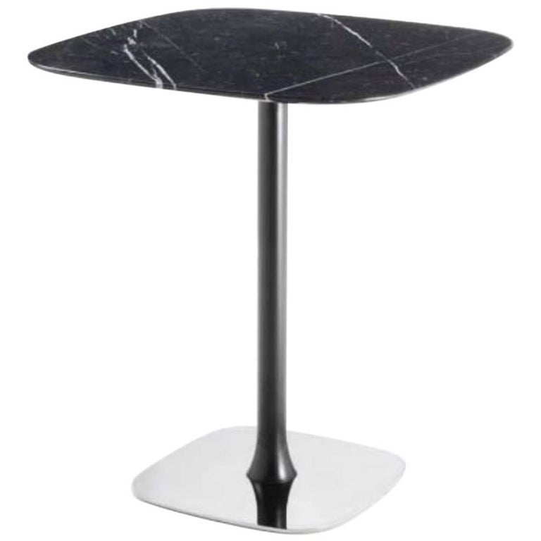 Designer Bar Table, Marble-Top, Chrome Base, Painted Pedestal For ... Designer Bar Table, Marble-Top, Chrome Base, Painted Pedestal For ...