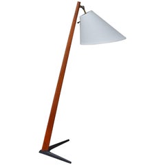 Teak and Iron V-Leg Floor Lamp Attributed to Svend Aage Holm-Sorensen