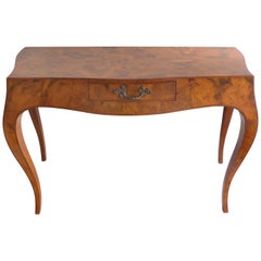 1960s Italian Olive Wood Desk or Console with Cabriole Legs 2