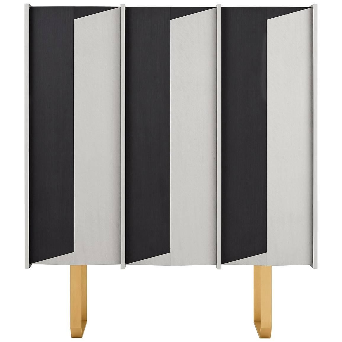 Diedro Sideboard in Wood with Brass Details by Gallotti & Radice For Sale