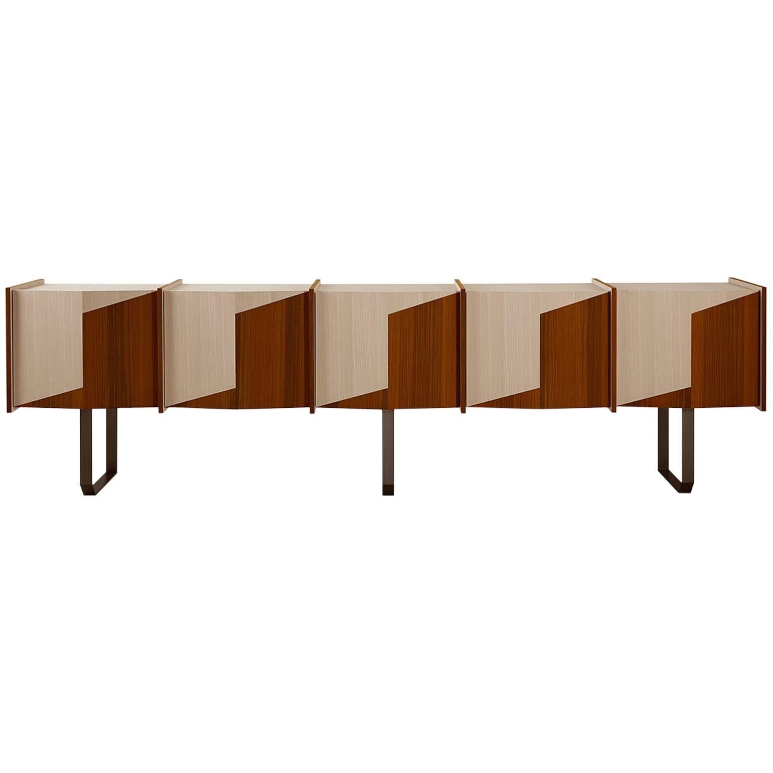 Diedro XL Sideboard / Credenza in Wood with Metal Details by Gallotti & Radice For Sale