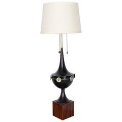 Mid-Century Mexican Modernist Table Lamp with Enamel Decorations 2