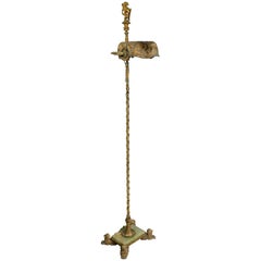 Antique Renaissance Revival Wrought Iron and Bronze Floor Lamp