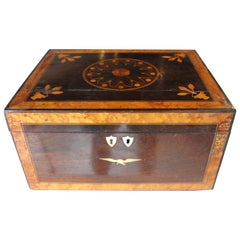 Antique American Inlaid Rosewood Jewel Sewing Box