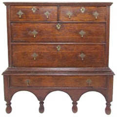 William and Mary Oak and Walnut Chest on Stand