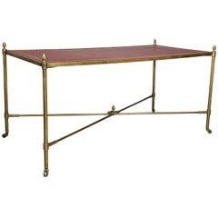 Directoire Style Brass and Leather Coffee Table
