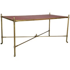 Directoire Style Brass and Leather Coffee Table 9