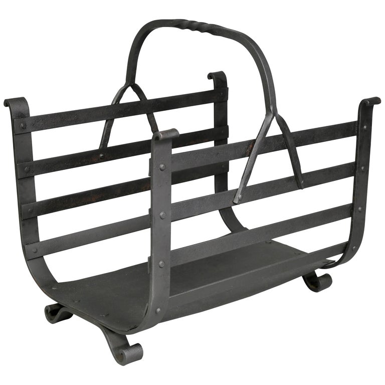 Arts and Crafts Wrought Iron Wood Holder at 1stDibs