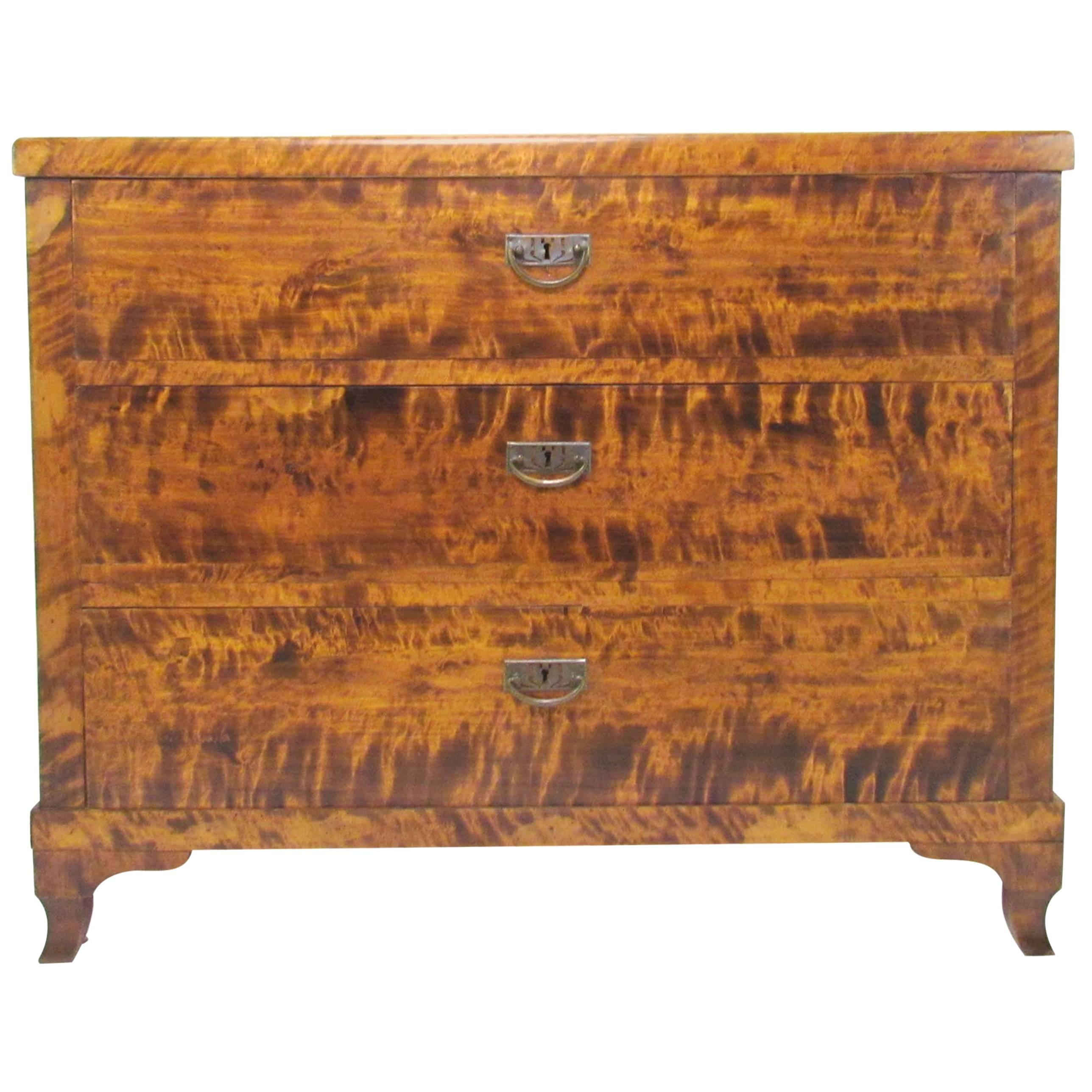19th Century French Louis Philippe Tiger Maple Commode