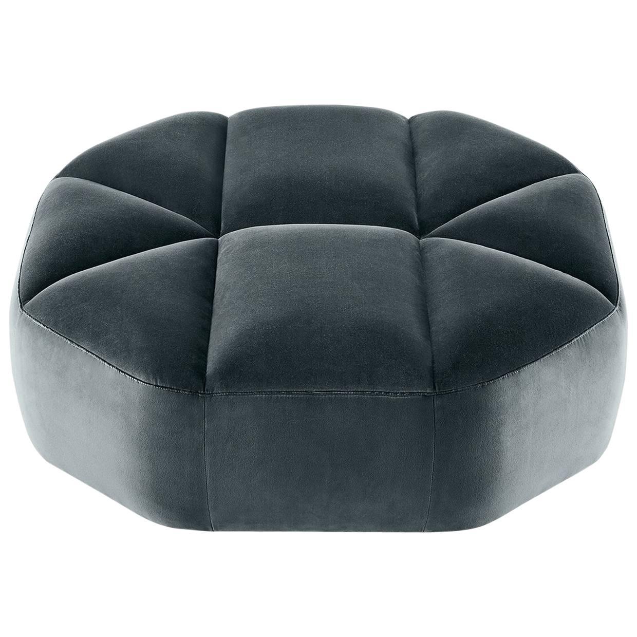 Cloud Pouf / Ottoman in Tufted Fabric, Velvet or Leather by Gallotti Radice For Sale