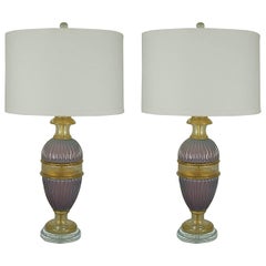 Lavender Opaline Murano Table Lamps by Marbro