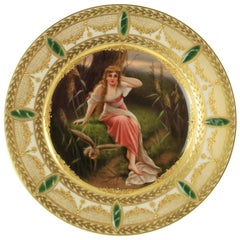 assiette de cabinet Wagner en porcelaine royale de Vienne du 19e siècle peinte à la main "Marchen"