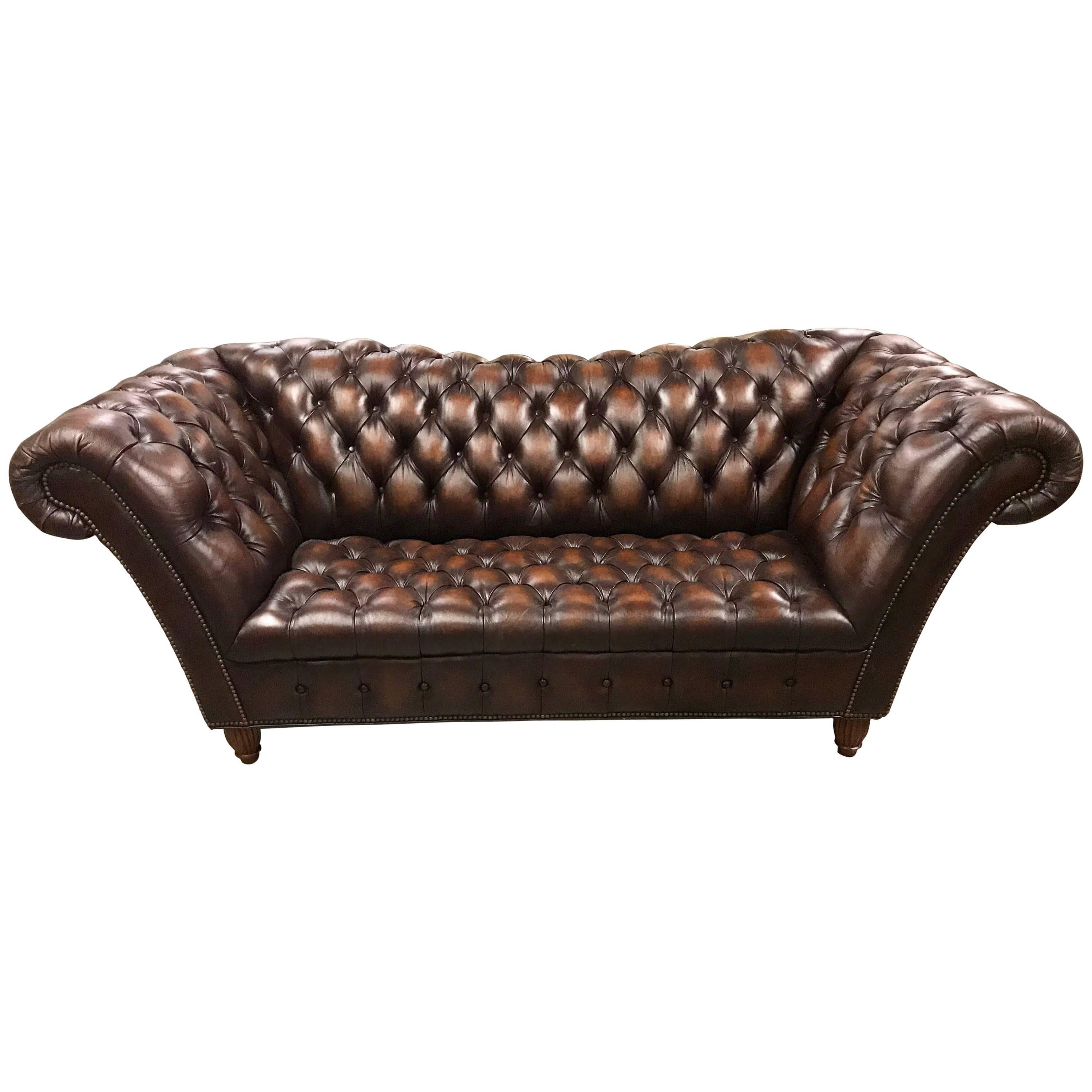 Sumptuous Leather Chesterfield Sofa with Rolled Arms
