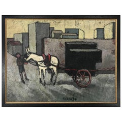 Modernist Oil on Canvas by Renato Selvi, Italy 1