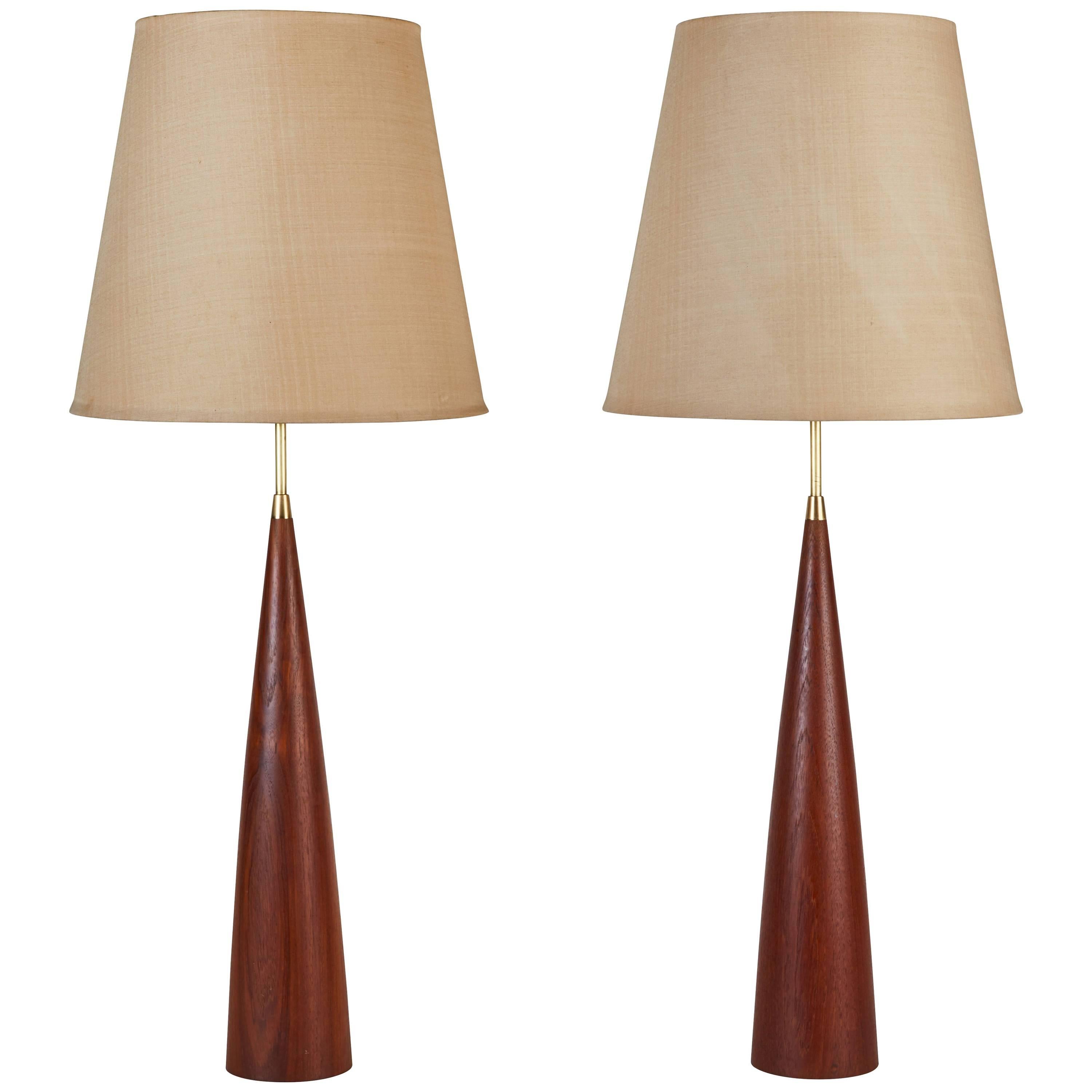Pair of Teak Swedish Table Lamps