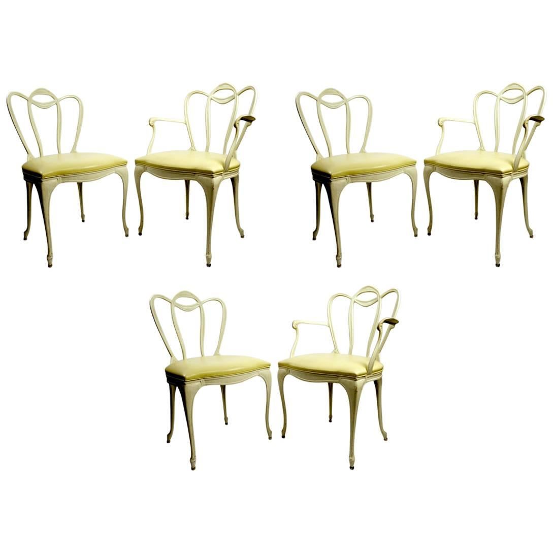Set Six Patio Dining Chairs in Cast Aluminum by Crucible