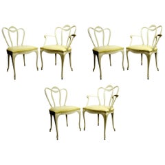 Set Six Patio Dining Chairs in Cast Aluminum by Crucible