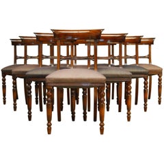 Set of Ten English Regency Style Mahogany Dining Chairs