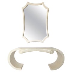 Exceptional Maitland-Smith Tessellated Fossil Stone Console and Mirror 7