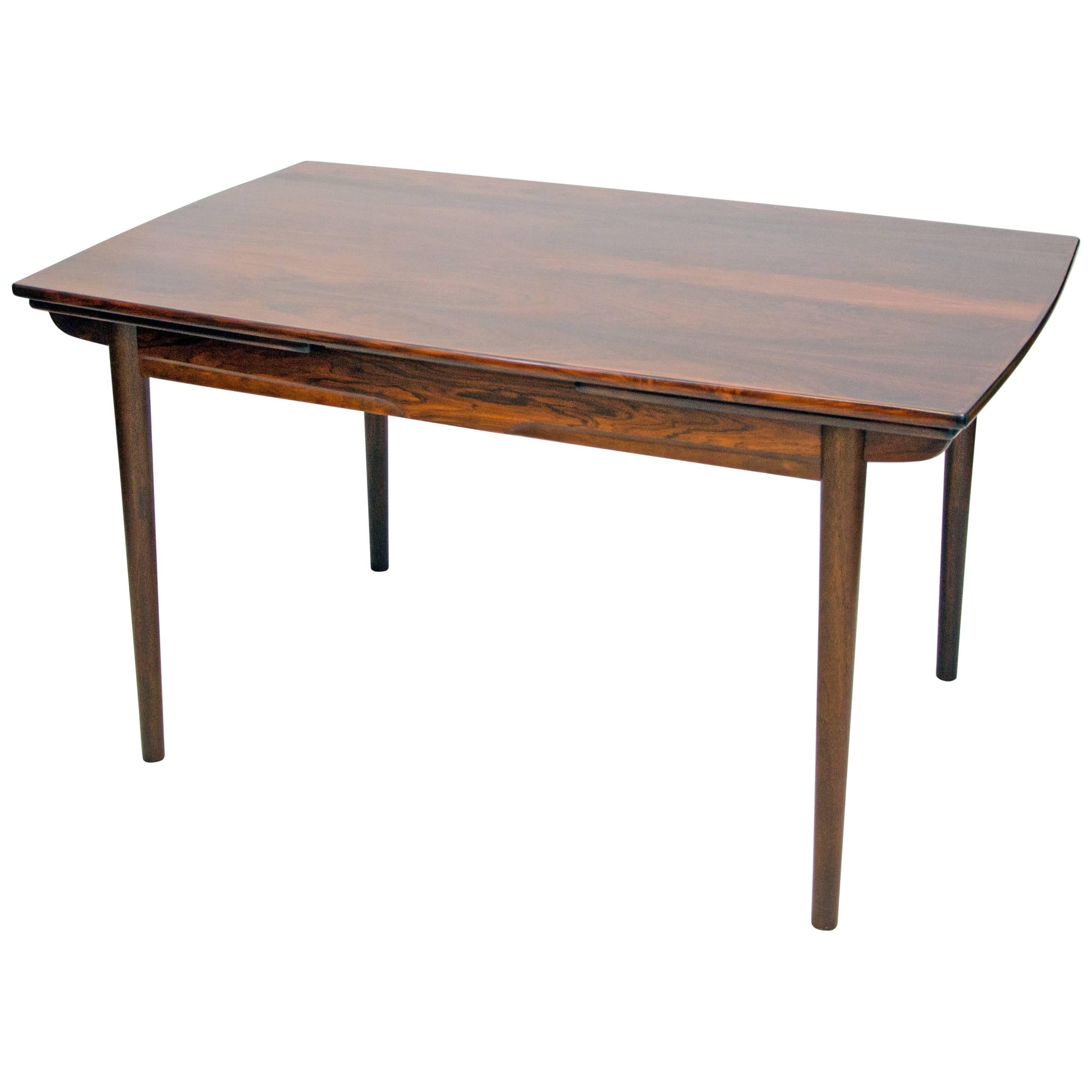 Danish Rosewood Dining Table, Two Leaves