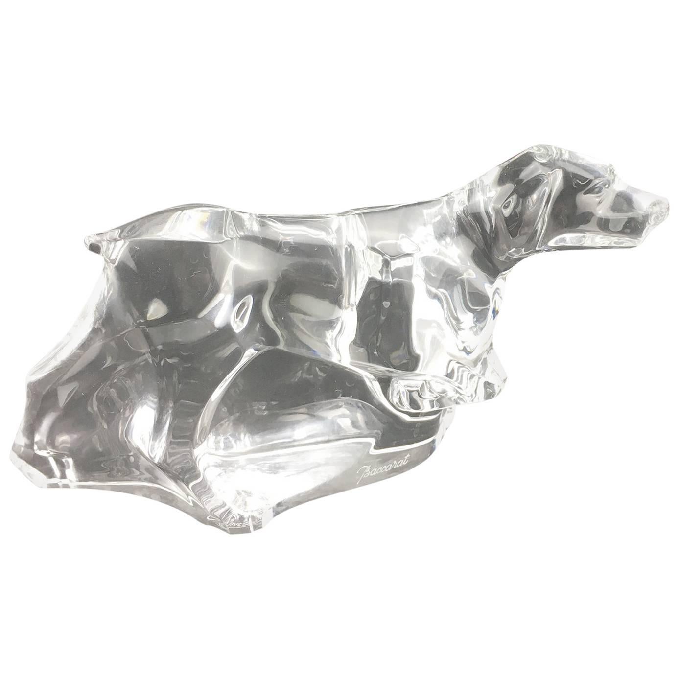 Baccarat Crystal Figure of a Pointer or Spaniel Dog For Sale