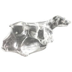 Figura di cristallo Baccarat di un cane Pointer o Spaniel