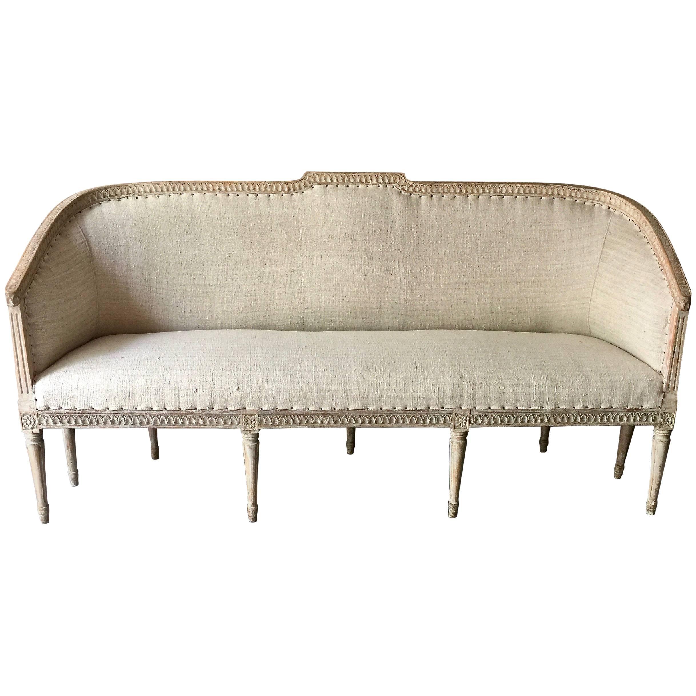 18th Century Period Swedish Barrel Back Sofa Settee