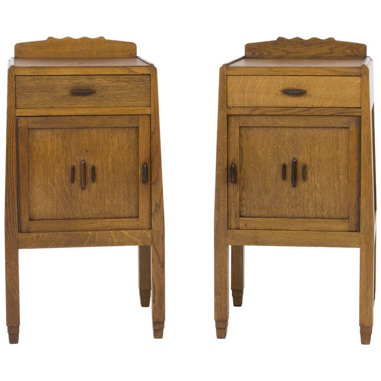 Stunning Pair of Art Deco Amsterdam School Nightstands by J.J.Zijfers