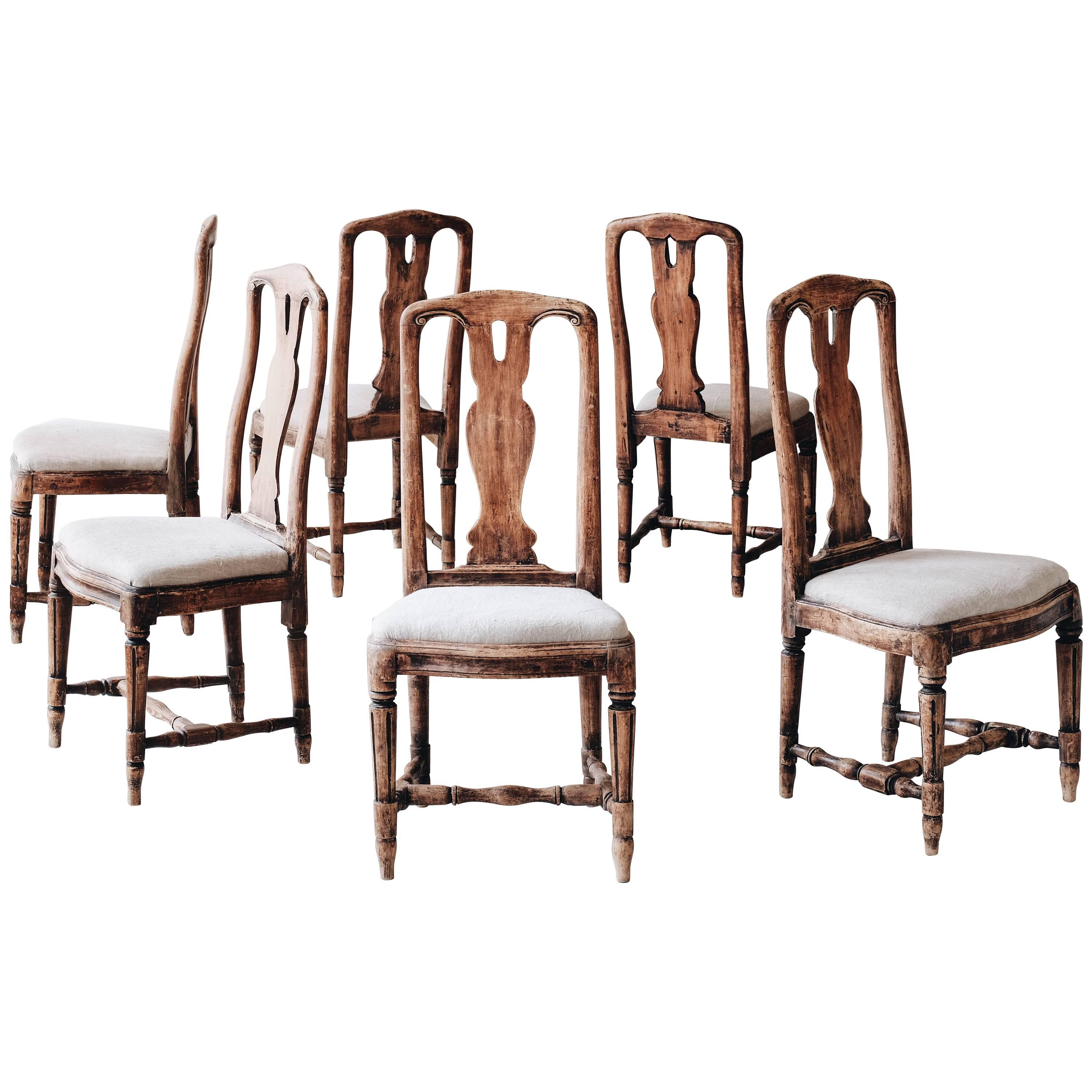 Set of Six 18th Century Gustavian Chairs