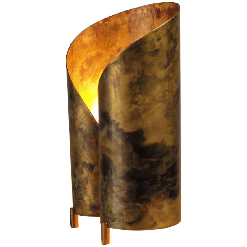 Table Lamp in Oxidized Brass, France, 1950