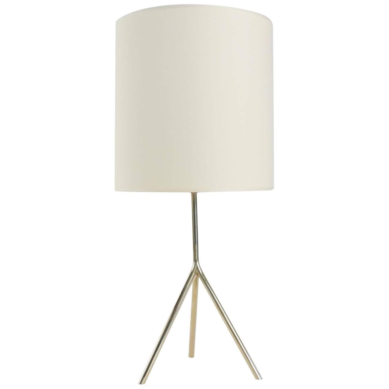 1950s Gilded Brass Table Lamp by Maison Lunel