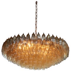 Very Huge Amber Polyhedral Murano Glass Chandelier in the Manner of Venini 9