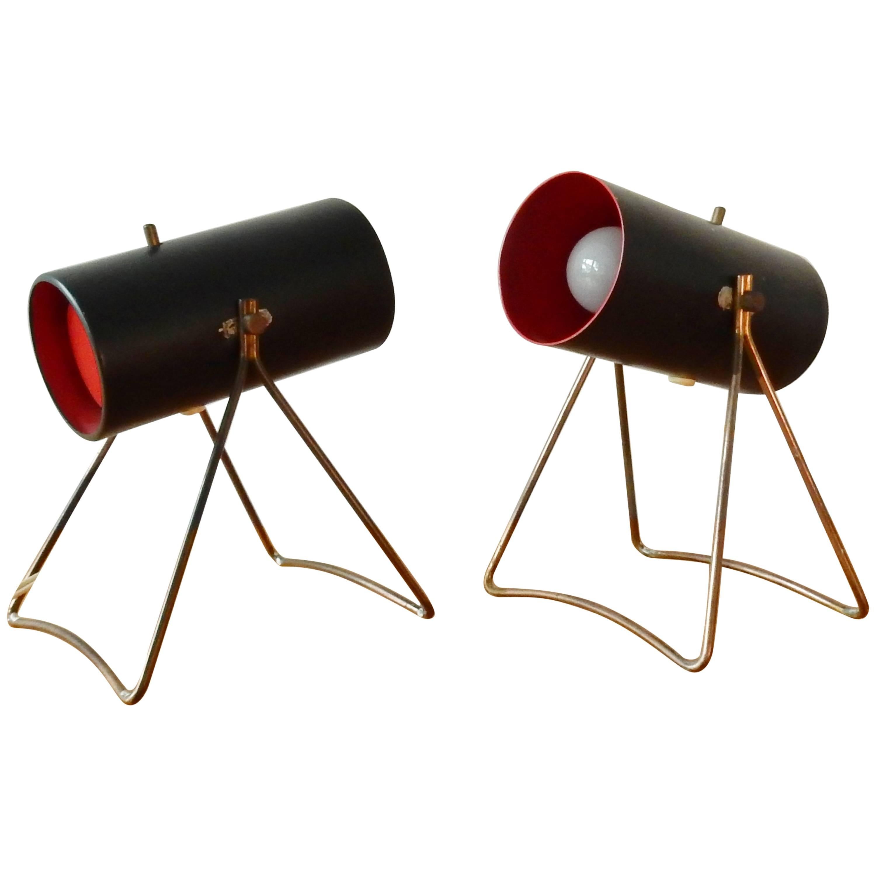 Set of Two Rare Table Lamps by Svend Aage Holm Sørensen for ASEA, Sweden, 1950s