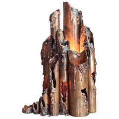 Brutalist Copper Table Lamp by Marcello Fantoni