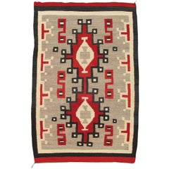 Vintage Navajo Rug, Oriental Rug, Handmade Wool Rug, Red, Taupe, Gray