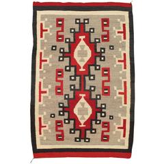 Vintage Navajo Rug, Oriental Rug, Handmade Wool Rug, Red, Taupe, Gray 5