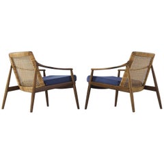 Hartmut Lohmeyer Armchairs in Teak and Cane