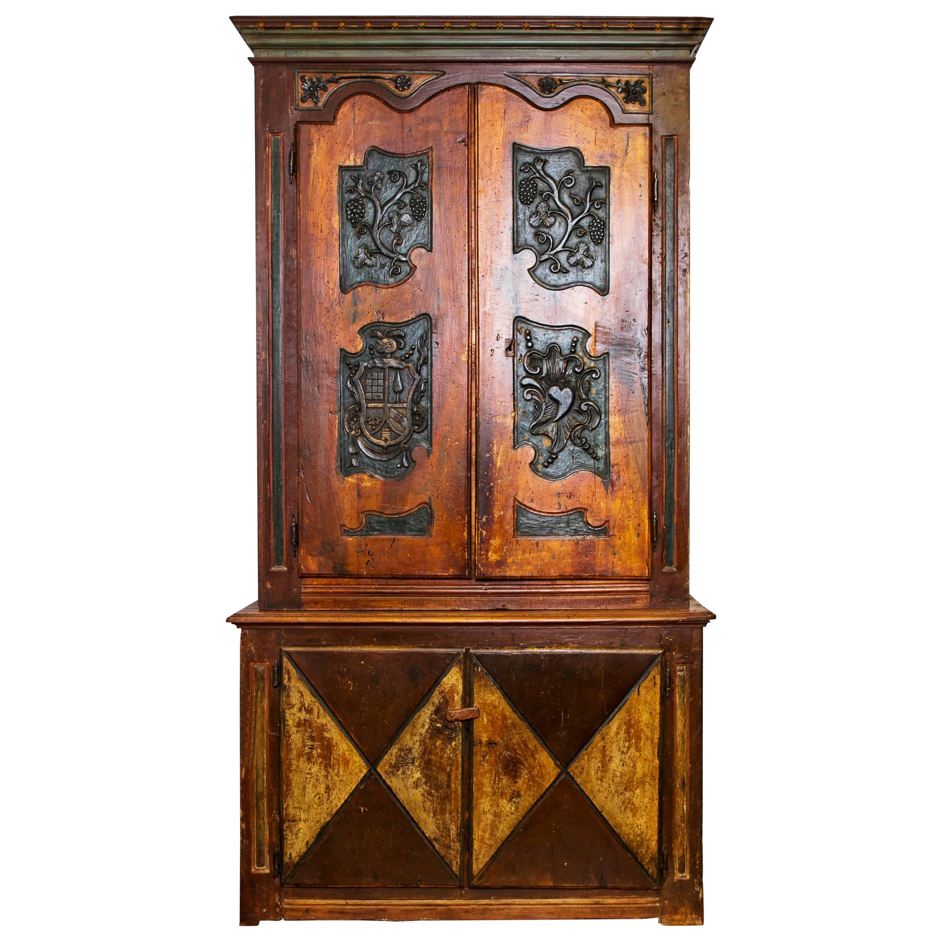 Pair of 18th Century, Spanish Polychromed Cabinets For Sale