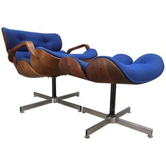 George Mulhauser for Plycraft Pivoting Lounge Chair with Ottoman