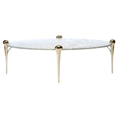Honed-Marble and Cast Bronze Coffee Table