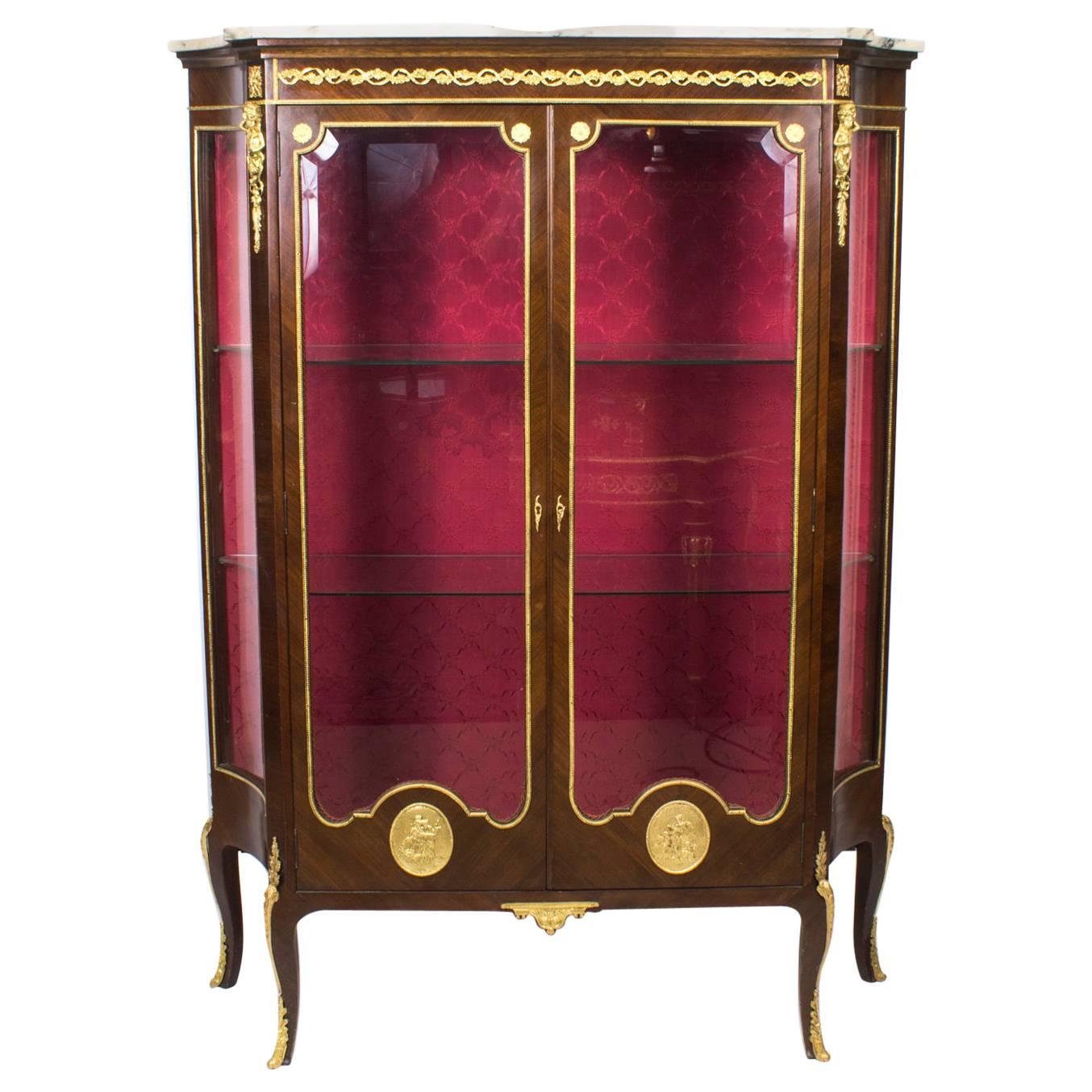 19th Century French Mahogany Louis Revival Display Cabinet