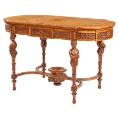 Used English Satinwood and Marquetry Centre Table by James Plucknett of Warwick