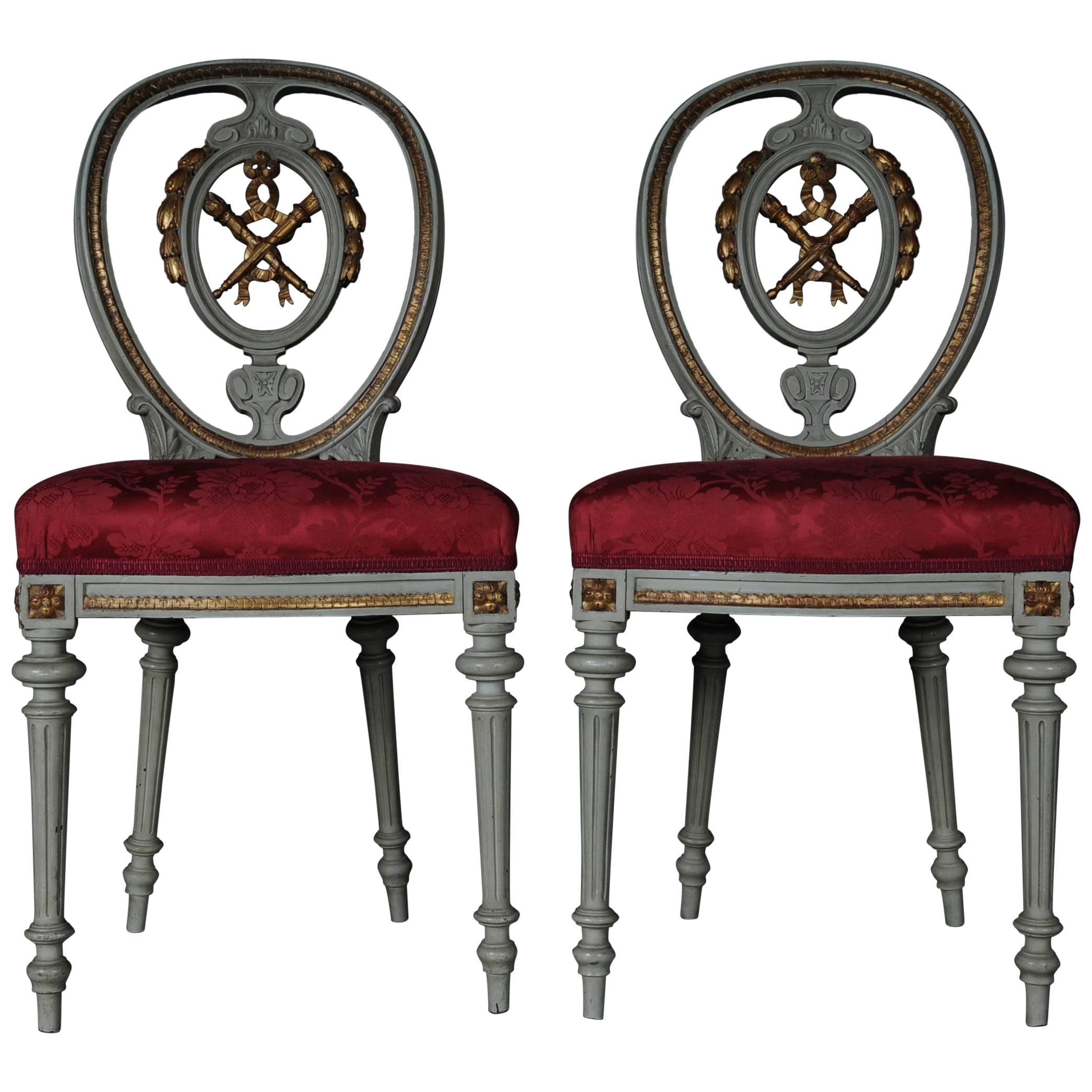 19th Century Pair of Chairs Louis Seize XVI, 1880