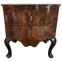 Antique Walnut Oyster Veneered Small Commode Chest, Late 19th Century
