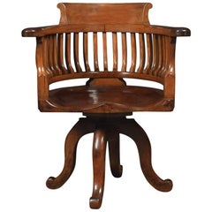 Antique Walnut Office / Captain’s Revolving Desk Chair